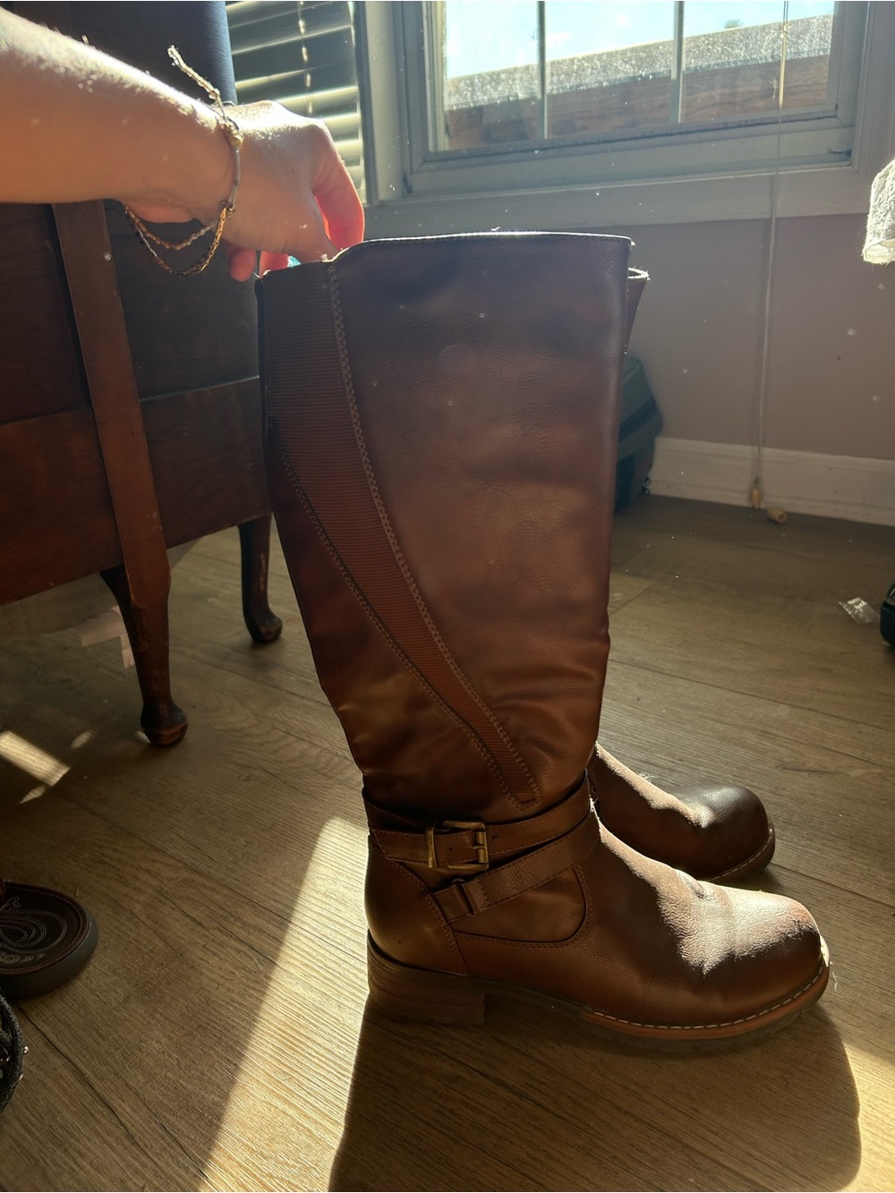Women's Tall Brown Leather Riding Boots